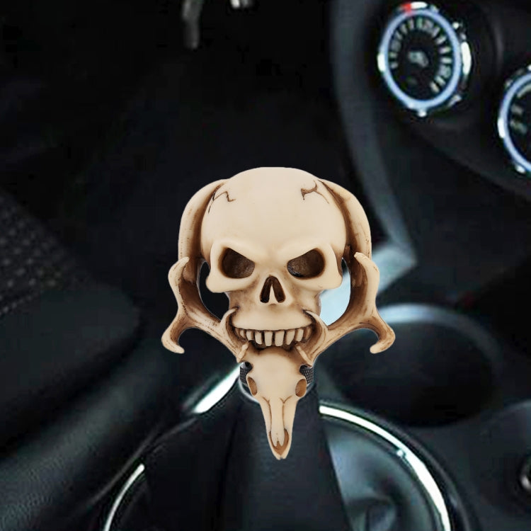 Universal Vehicle Car Creative Skull Double Heads Shaped Shifter Cover Manual Automatic Gear Shift Knob (Beige) - Shift Knob by PMC Jewellery | Online Shopping South Africa | PMC Jewellery | Buy Now Pay Later Mobicred