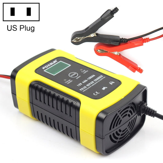 FOXSUR 12V 6A Intelligent Universal Battery Charger for Car Motorcycle, Length: 55cm, US Plug(Yellow) - Battery Charger by FOXSUR | Online Shopping South Africa | PMC Jewellery | Buy Now Pay Later Mobicred