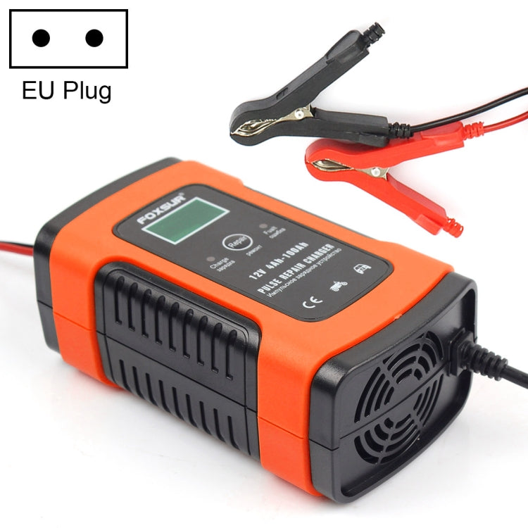 FOXSUR 12V 6A Intelligent Universal Battery Charger for Car Motorcycle, Length: 55cm, EU Plug(Red) - Battery Charger by FOXSUR | Online Shopping South Africa | PMC Jewellery | Buy Now Pay Later Mobicred