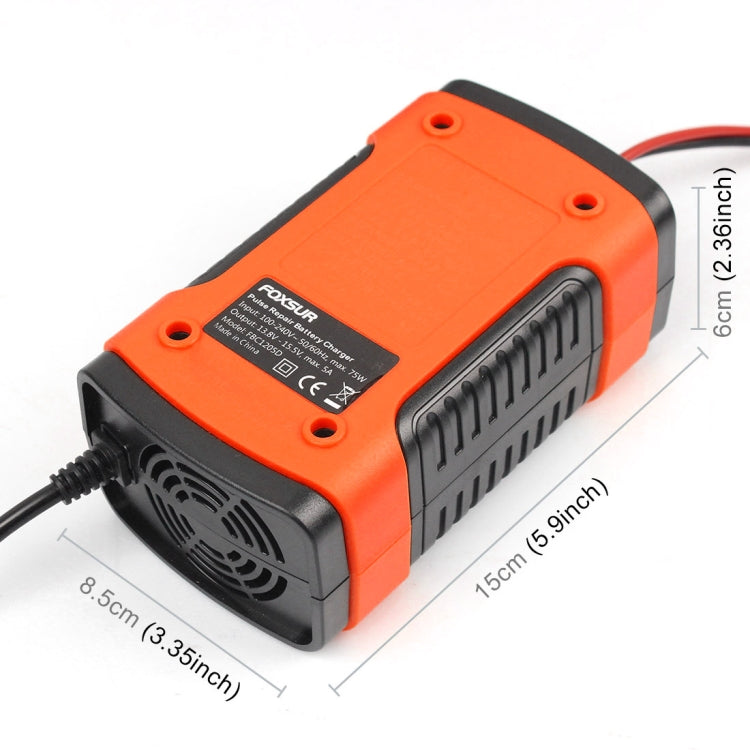 FOXSUR 12V 6A Intelligent Universal Battery Charger for Car Motorcycle, Length: 55cm, EU Plug(Red) - Battery Charger by FOXSUR | Online Shopping South Africa | PMC TechLife | Buy Now Pay Later Mobicred