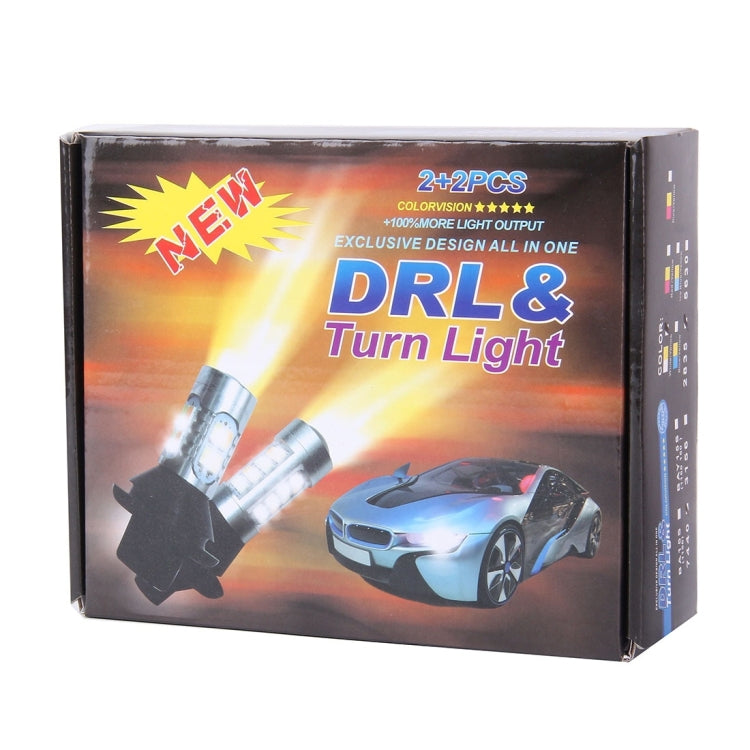 2 PCS 1156/BA15S/BAU15S 10W 1000 LM 6000K White + Yellow Light DRL&Turn Light with 42 SMD-2835-LED Lamp���DC 12-24V - Arrow Turn Lights by PMC TechLife | Online Shopping South Africa | PMC TechLife | Buy Now Pay Later Mobicred