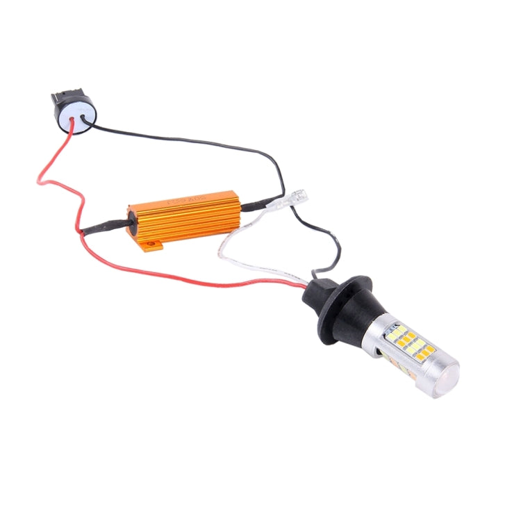 2 PCS T20/7440 10W 1000 LM 6000K White + Yellow Light DRL&Turn Light with 42 SMD-2835-LED Lamp，DC 12-24V - Arrow Turn Lights by PMC Jewellery | Online Shopping South Africa | PMC Jewellery | Buy Now Pay Later Mobicred