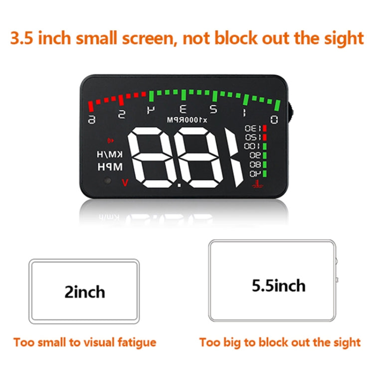 A900 OBD2 3.5 inch Vehicle-mounted Head Up Display Security System, Support Car Speed / Engine Revolving Speed Display / Water Temperature / Voltage / Driving Mileage - Head Up Display System by PMC TechLife | Online Shopping South Africa | PMC TechLife | Buy Now Pay Later Mobicred