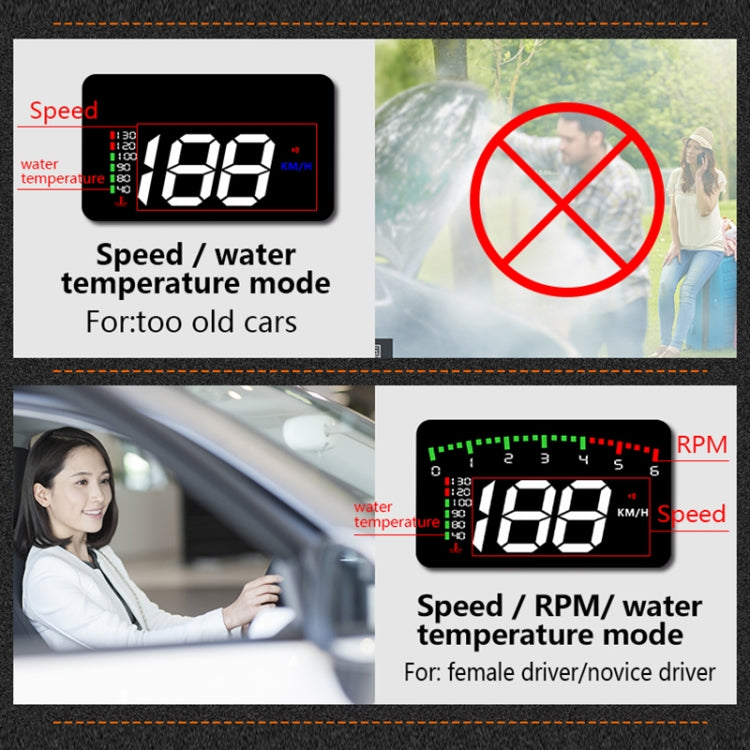A900 OBD2 3.5 inch Vehicle-mounted Head Up Display Security System, Support Car Speed / Engine Revolving Speed Display / Water Temperature / Voltage / Driving Mileage - Head Up Display System by PMC TechLife | Online Shopping South Africa | PMC TechLife | Buy Now Pay Later Mobicred
