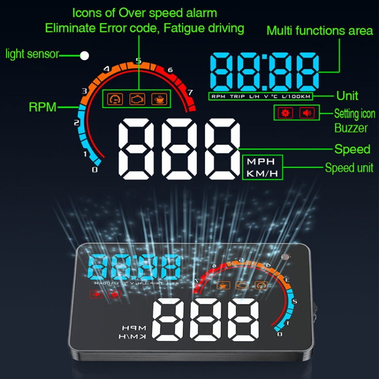 D2500 OBD2+GPS 4 inch Vehicle-mounted Head Up Display Security System, Support Car Speed / Engine Revolving Speed Display / Water Temperature / Battery Voltage / Running Speed & Direction & Distance - Head Up Display System by PMC TechLife | Online Shopping South Africa | PMC TechLife | Buy Now Pay Later Mobicred