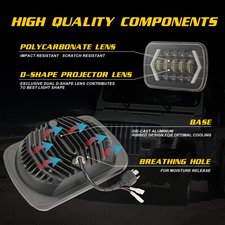 7 inch H4 DC 9V-30V 3000LM 6000K 30W IP67 8LED Lamp Beads Car Square Shape LED Headlight Lamps for Jeep Wrangler - Work Lights by PMC TechLife | Online Shopping South Africa | PMC TechLife | Buy Now Pay Later Mobicred