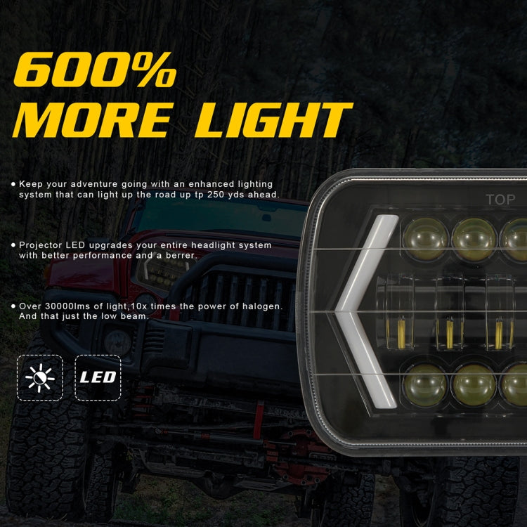 7 inch H4 DC 9V-30V 3000LM 6000K 30W IP67 8LED Lamp Beads Car Square Shape LED Headlight Lamps for Jeep Wrangler - Work Lights by PMC TechLife | Online Shopping South Africa | PMC TechLife | Buy Now Pay Later Mobicred