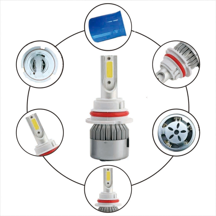 2pcs 9004 18W 1800LM 6000K Waterproof IP68 Car Auto LED Headlight with 2 COB LED Lamps, DC 9-36V(White Light) - LED Headlamps by PMC TechLife | Online Shopping South Africa | PMC TechLife | Buy Now Pay Later Mobicred
