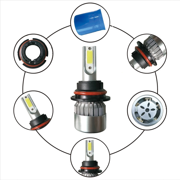 2pcs 9007 18W 1800LM 6000K Waterproof IP68 Car Auto LED Headlight with 2 COB LED Lamps, DC 9-36V(White Light) - LED Headlamps by PMC TechLife | Online Shopping South Africa | PMC TechLife | Buy Now Pay Later Mobicred