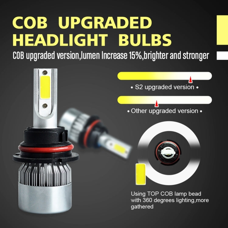 2pcs 9007 18W 1800LM 6000K Waterproof IP68 Car Auto LED Headlight with 2 COB LED Lamps, DC 9-36V(White Light) - LED Headlamps by PMC TechLife | Online Shopping South Africa | PMC TechLife | Buy Now Pay Later Mobicred
