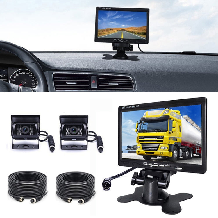 F0505 7 inch HD Car Dual Camera Rearview Mirror Monitor, with 2 x 10m Cable - free shipping - PMC TechLife - Order now!