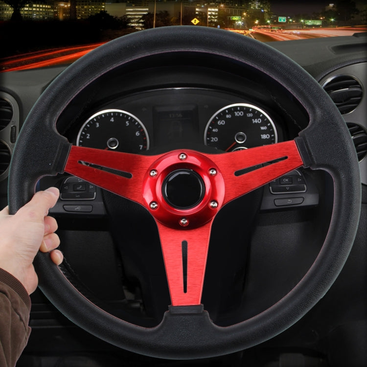 35cm PU Racing Sport Hand Wheel Car Modified Steering Wheel(Red) - Steering Wheel Accessories by PMC Jewellery | Online Shopping South Africa | PMC Jewellery | Buy Now Pay Later Mobicred