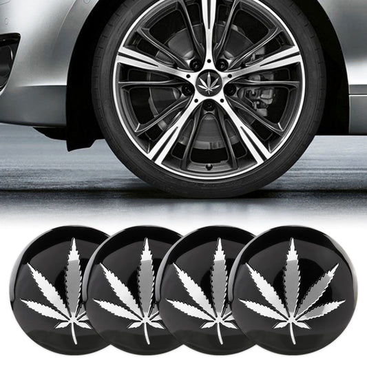 4 PCS Car-Styling Silver Leaves Pattern Metal Wheel Hub Decorative Sticker, Diameter: 5.8cm - Decorative Sticker by PMC Jewellery | Online Shopping South Africa | PMC Jewellery