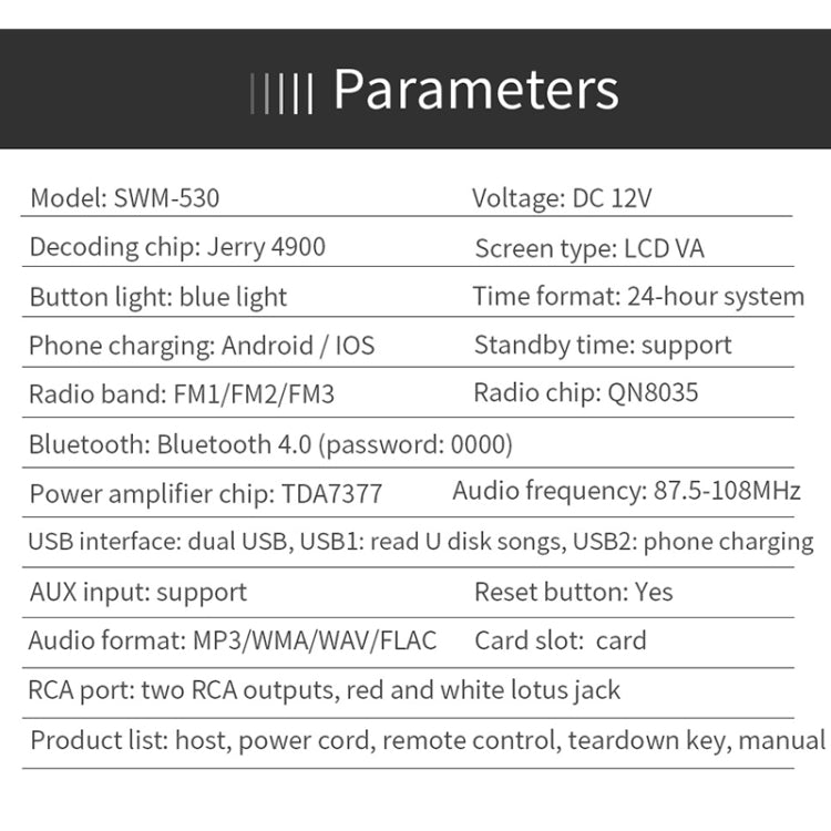 SWM-530 12V Universal Car Dual USB Charger Radio Receiver MP3 Player, Support FM & Bluetooth with Remote Control - free shipping - PMC TechLife - Order now!