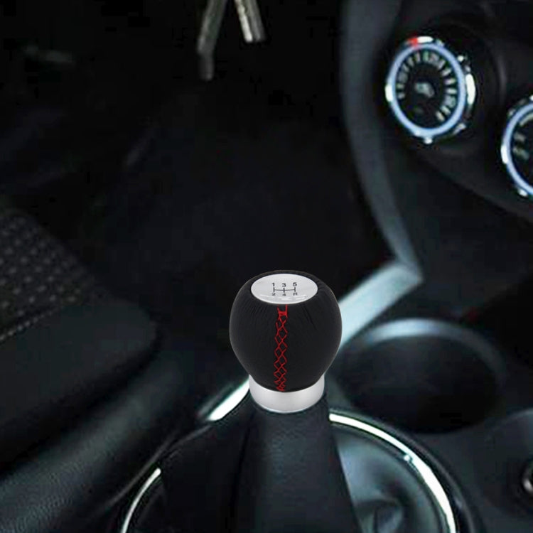 Universal Car Modified Shifter Black Leather Lever Manual 5-Speed Gear Shift Knob Adapter - Shift Knob by PMC Jewellery | Online Shopping South Africa | PMC Jewellery | Buy Now Pay Later Mobicred