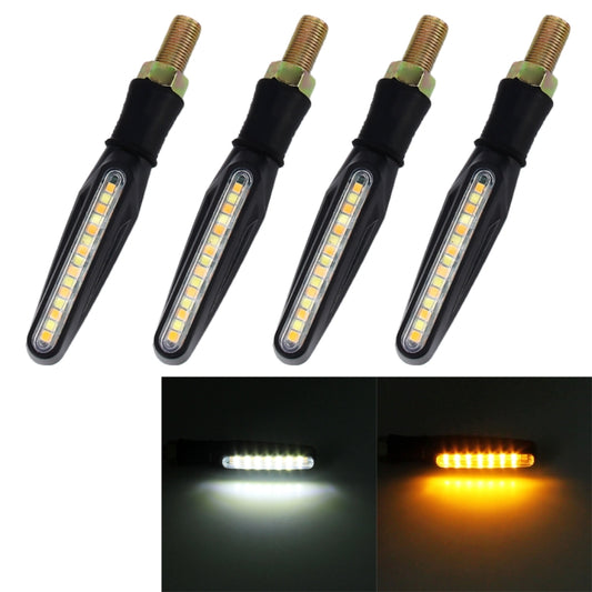 4 PCS DC 12V Motorcycle 15-LED Yellow + White Light Marquee-LED Turn Signal Indicator Blinker Light - Turn Signal by PMC Jewellery | Online Shopping South Africa | PMC Jewellery