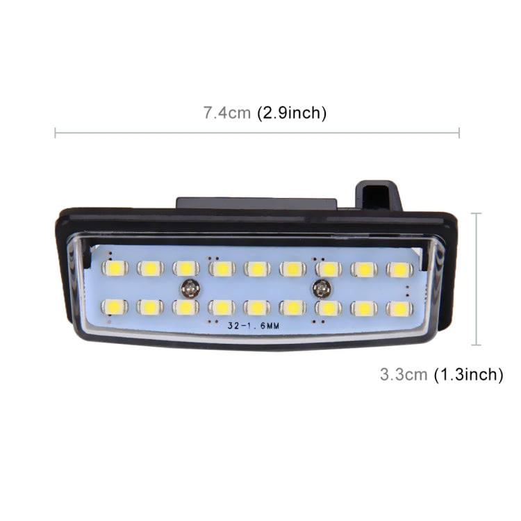 2 PCS LED License Plate Light 18-SMD Bulbs Lamps for Nissan/Teana 03 / Tada 03-08 /Sylphy 2008 /Sunny 2001-2006,2W 120LM,6000K, DC12V(White Light) - License Plate Lights by PMC TechLife | Online Shopping South Africa | PMC TechLife | Buy Now Pay Later Mobicred