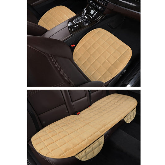 3 PCS / Set  Warm Car Seat Cover Cushion Five Seats Universal Two Front Row Seat Covers and One Back Row Seat Cover Car Non-slip Chair Pad Warm Car Mats No Back Plush Cushion(Khaki) - Seat Accessories by PMC Jewellery | Online Shopping South Africa | PMC Jewellery | Buy Now Pay Later Mobicred