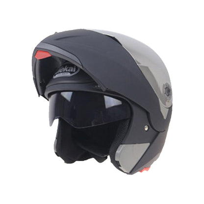 JIEKAI 105 Full Face Helmet Electromobile Motorcycle Double Lens Protective Helmet, Size: M (Matte Black+Silver) - Helmets by JIEKAI | Online Shopping South Africa | PMC Jewellery | Buy Now Pay Later Mobicred