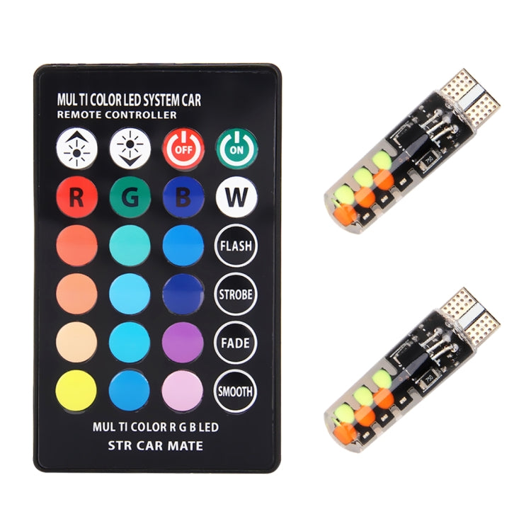 2 PCS W5W 194 T10 Multi Colors COB 12 SMD RGB LED Bulbs with Remote Control Wedge Side Lights License Plate Lamp, DC 12V - Clearance Lights by PMC Jewellery | Online Shopping South Africa | PMC Jewellery | Buy Now Pay Later Mobicred