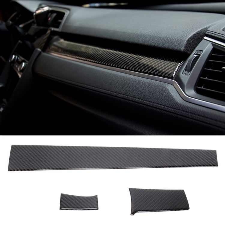 3 in 1 Carbon Fiber Central Control Gears Shift Panel Cover Trim Decals Decorative Sticker for Honda Civic 10th Gen 2016-2019, Left Driving - Car Interior Mouldings by PMC Jewellery | Online Shopping South Africa | PMC Jewellery | Buy Now Pay Later Mobicred