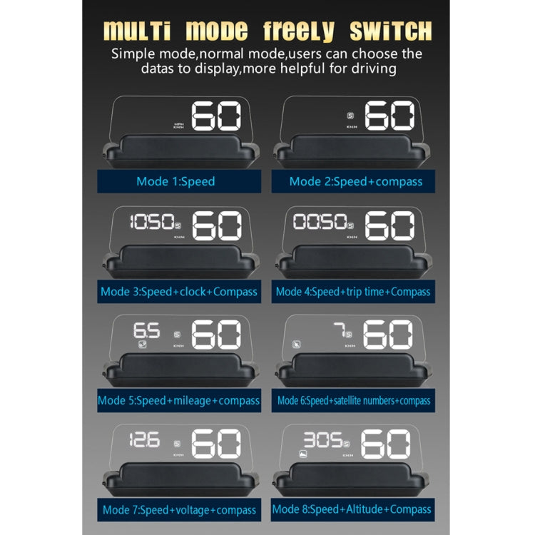 T900 Car GPS HUD Virtual HD Reflection Board Head-up Display, Speed & Driving Distance / Time Display, Over Speed & Voltage & Low Voltage Alarm, Fatigue Driving(White) - Head Up Display System by PMC TechLife | Online Shopping South Africa | PMC TechLife | Buy Now Pay Later Mobicred