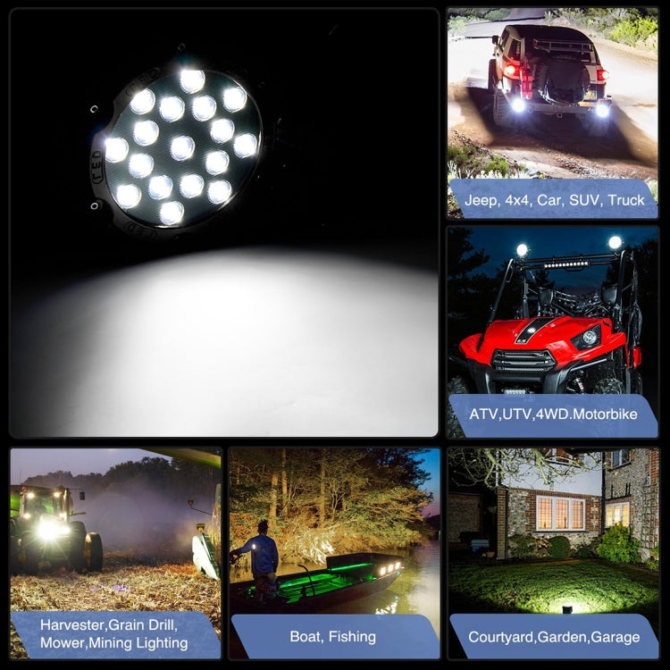 2 PCS 51W 3500LM 6500K White Light  17 LED Waterproof Car Boat Marine Work Lights Spotlight LED Bulbs, 30 Degrees Adjustable, DC 10-30V(Black) - Work Lights by PMC TechLife | Online Shopping South Africa | PMC TechLife | Buy Now Pay Later Mobicred