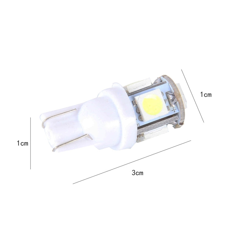 10PCS T10 3W 5500K SMD 5050 5 LED Car Clearance Lights Lamp, DC 12V(White Light) - Clearance Lights by PMC TechLife | Online Shopping South Africa | PMC TechLife | Buy Now Pay Later Mobicred