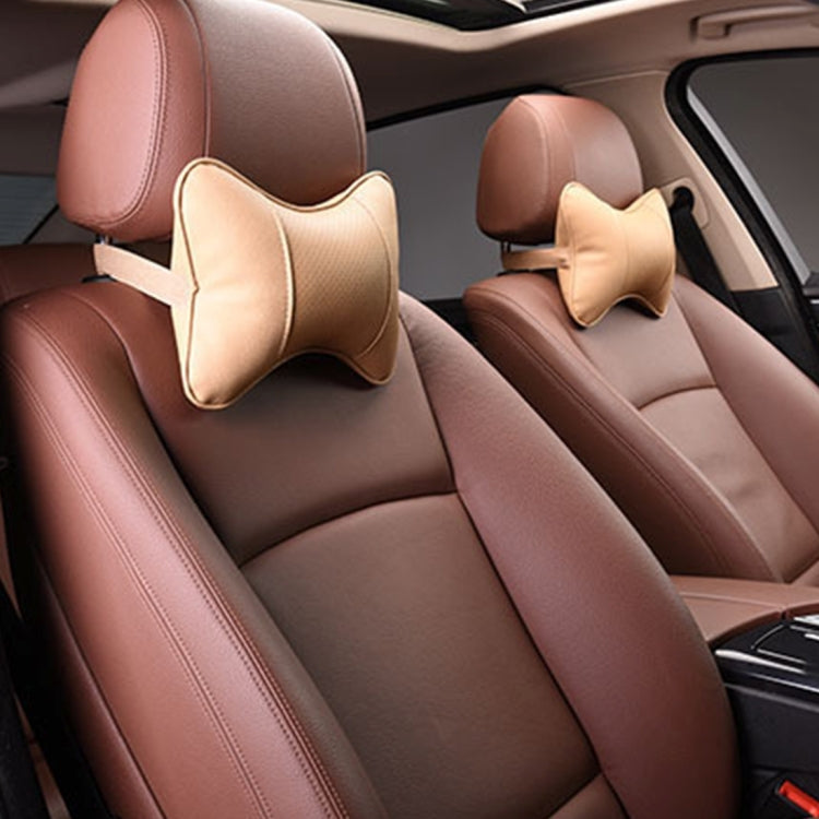 2 PCS MLC-06 Car Neck Pillow Soft Version Lovely Breathe Car Auto Head Neck Rest Cushion Headrest Pillow Pad (Khaki) - Seat Accessories by PMC Jewellery | Online Shopping South Africa | PMC Jewellery | Buy Now Pay Later Mobicred