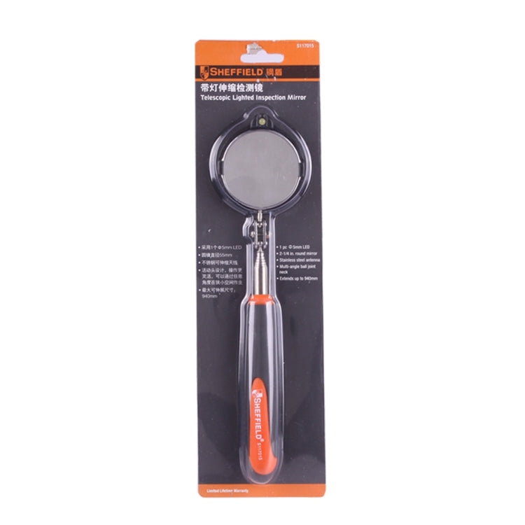 Retractable Vehicle Car Chassis Telescoping Inspection Mirror with 1 PCS 5mm LED Light, Mirror Diameter: 55mm, Max Expanding Length: 940mm - Electronic Test by PMC Jewellery | Online Shopping South Africa | PMC Jewellery | Buy Now Pay Later Mobicred