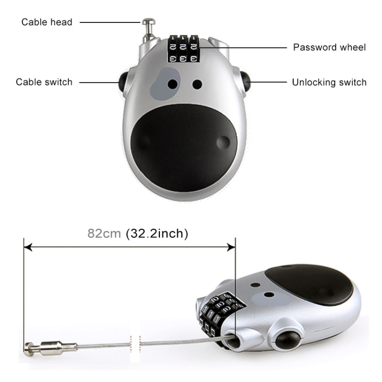 JASIT Portable Multifunction Cute Cow Travel Luggage Password Lock - Padlocks by PMC Jewellery | Online Shopping South Africa | PMC Jewellery