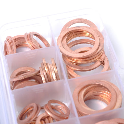 120 PCS O Shape Solid Copper Crush Washers Assorted Oil Seal Flat Ring Kit for Car / Boat  / Generators - Engine Fittings by PMC Jewellery | Online Shopping South Africa | PMC Jewellery