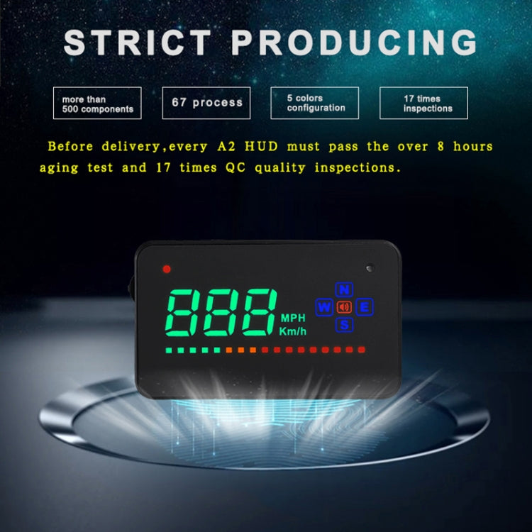 A2 HUD 3.5 inch HD GPS Car Head Up Display, Speed & Over Speed Alarm, Compass, Freely Switch Between Kilometers and Miles(Black) - Head Up Display System by PMC TechLife | Online Shopping South Africa | PMC TechLife | Buy Now Pay Later Mobicred