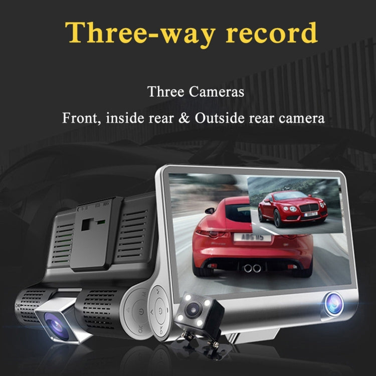 4.0 inch IPS Screen 5.0 Mega Pixels 170 Degrees Wide Angle Full HD 1080P 3 Channels Video Car DVR, Support Night Vision Fill Light / Reversing Visual / TF Card(32GB Max) / G-sensor / Motion Detection - Car DVRs by PMC TechLife | Online Shopping South Africa | PMC TechLife | Buy Now Pay Later Mobicred