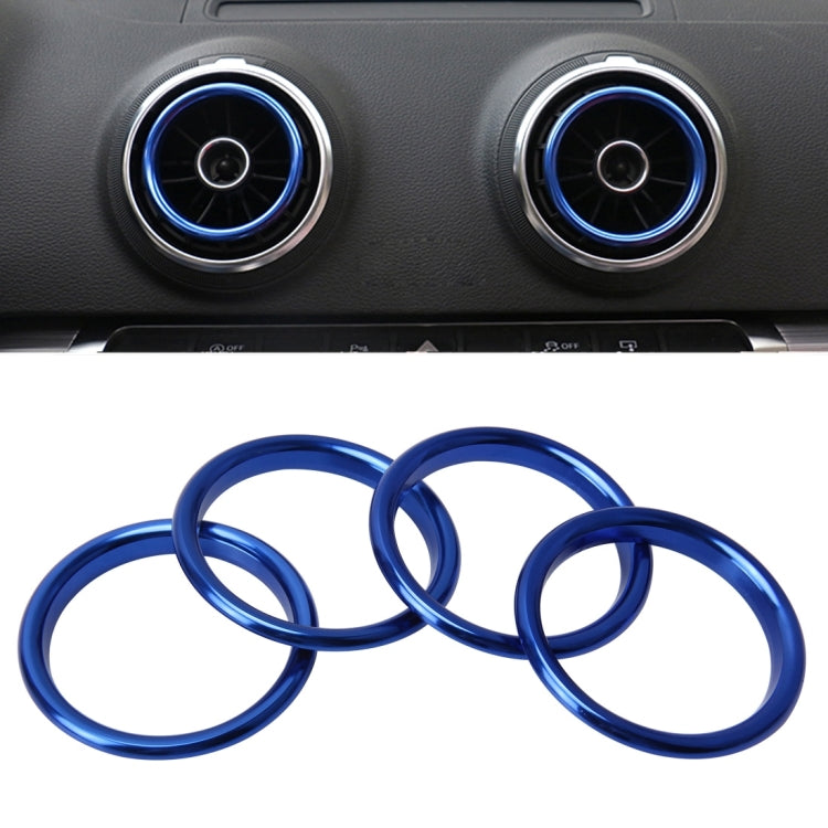 4 PCS Car Outlet Decorative Rings Aluminum Alloy Air Outlet Chrome Trim Ring Car Dashboard  Air Vents Cover Sticker Decoration for Audi A3(Blue) - Decoration Rings by PMC Jewellery | Online Shopping South Africa | PMC Jewellery | Buy Now Pay Later Mobicred