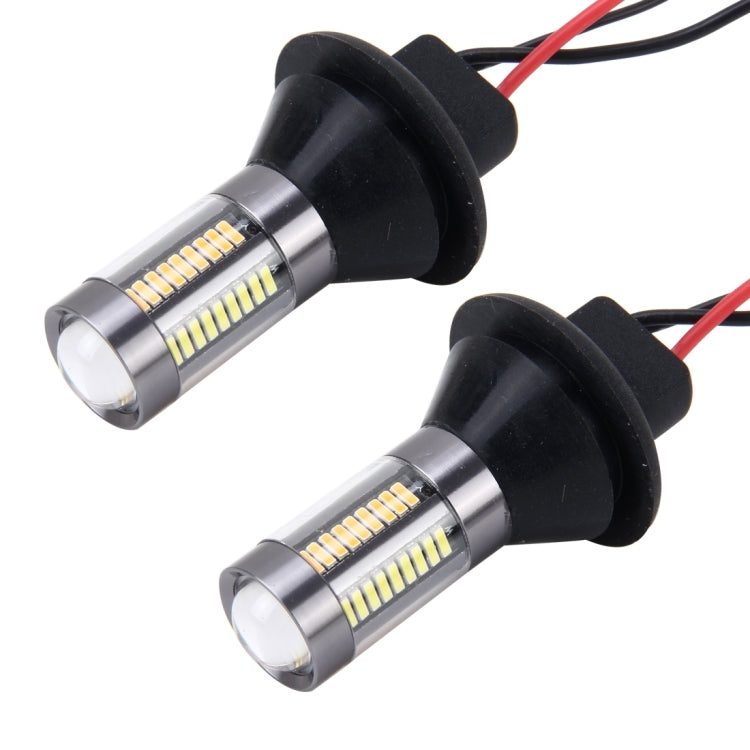 2PCS 1156/Ba15s 5W 300LM 66LEDs SMD-4014 Car Tail Bulb Turn Signal Auto Reverse Lamp Daytime Turn Running Light Car Source (White Light+ Yellow Light),Cable Lenght:1 m - Arrow Turn Lights by PMC Jewellery | Online Shopping South Africa | PMC Jewellery | Buy Now Pay Later Mobicred