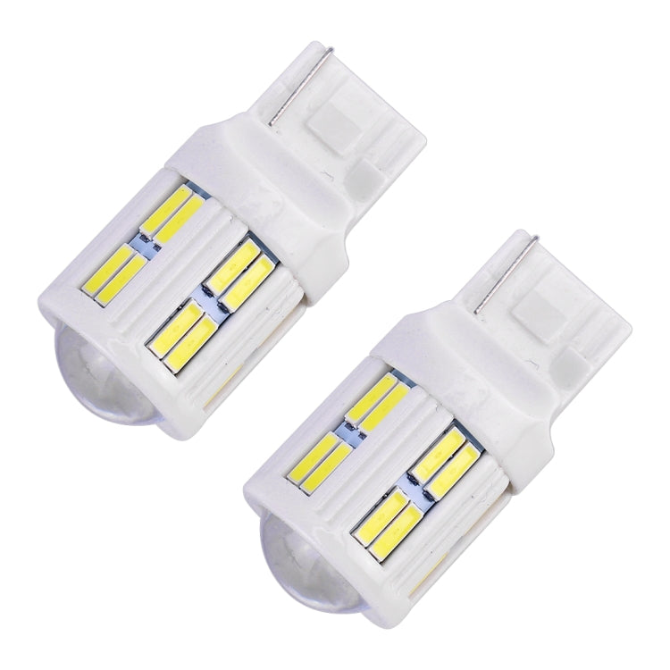 2 PCS T20 / 7440 3W DC 12V 6000K 200LM Car Auto Ceramics Turn Lights / Reversing Light 16LEDs SMD-7020 Lamps, with Projector Lens(White Light) - Brake Lights by PMC TechLife | Online Shopping South Africa | PMC TechLife | Buy Now Pay Later Mobicred
