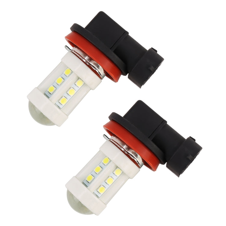 2 PCS H11 4.5W DC 12V 6000K 360LM Car Auto Ceramics Fog Light 18LEDs SMD-3030 Lamps, with Projector Lens(White Light) - Fog / Driving Lights by PMC Jewellery | Online Shopping South Africa | PMC Jewellery | Buy Now Pay Later Mobicred