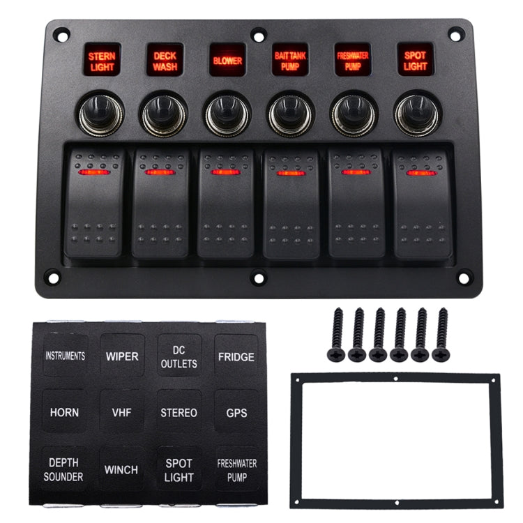 3Pin 6 Way Switches Combination Switch Panel with Light and Projector Lens for Car RV Marine Boat - Car Switches by PMC Jewellery | Online Shopping South Africa | PMC Jewellery