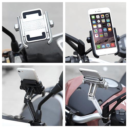 Motorcycle Rear View Mirror Aluminum Alloy Phone Bracket, Suitable for 4-6 inch Device(Black) - Holder by PMC Jewellery | Online Shopping South Africa | PMC Jewellery | Buy Now Pay Later Mobicred