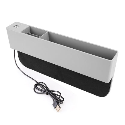 Universal Car Multi-functional Charger Console Side Pocket Seat Gap Side Storage Box, with 2 USB Ports(Grey) - Stowing Tidying by PMC Jewellery | Online Shopping South Africa | PMC Jewellery | Buy Now Pay Later Mobicred