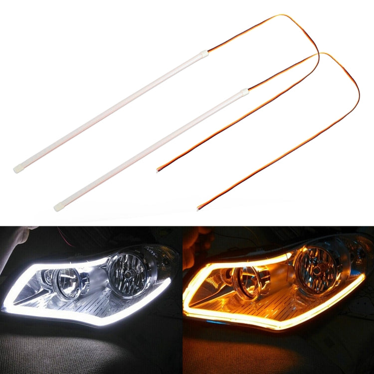 2 PCS 60cm DC12V 5W Ultra-thin Car Auto Double Colors Turn Lights / Running Lights (Turn Lights: Yellow Light; Running Lights: White Light) - Running Lights by PMC Jewellery | Online Shopping South Africa | PMC Jewellery | Buy Now Pay Later Mobicred