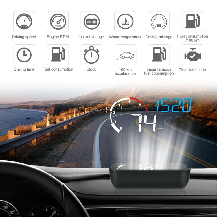 M10 3.5 inch Universal Car OBD2 HUD Vehicle-mounted Head Up Display (Blue) - Head Up Display System by PMC Jewellery | Online Shopping South Africa | PMC Jewellery | Buy Now Pay Later Mobicred