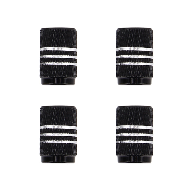 4PCS Metal Plated Circular Shape Universal Tire Valve Stem Cap With White Diamond(Black) - Tire Valve Caps by PMC Jewellery | Online Shopping South Africa | PMC Jewellery