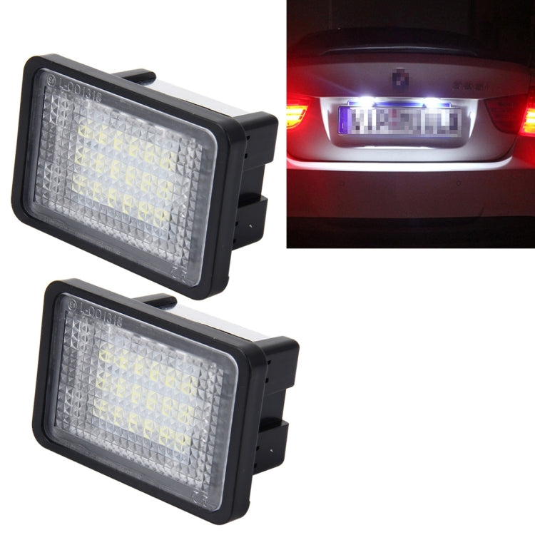 2 PCS License Plate Light with 18  SMD-3528 Lamps for Mercedes-Benz GLK X204 ,2W 120LM, DC12V (White Light) - License Plate Lights by PMC TechLife | Online Shopping South Africa | PMC TechLife | Buy Now Pay Later Mobicred
