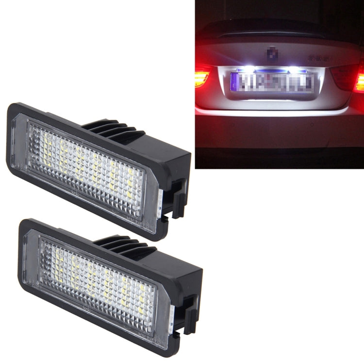 2 PCS License Plate Light with 18  SMD-3528 Lamps for Volkswagen,2W 120LM,6000K, DC12V(White Light) - License Plate Lights by PMC Jewellery | Online Shopping South Africa | PMC Jewellery