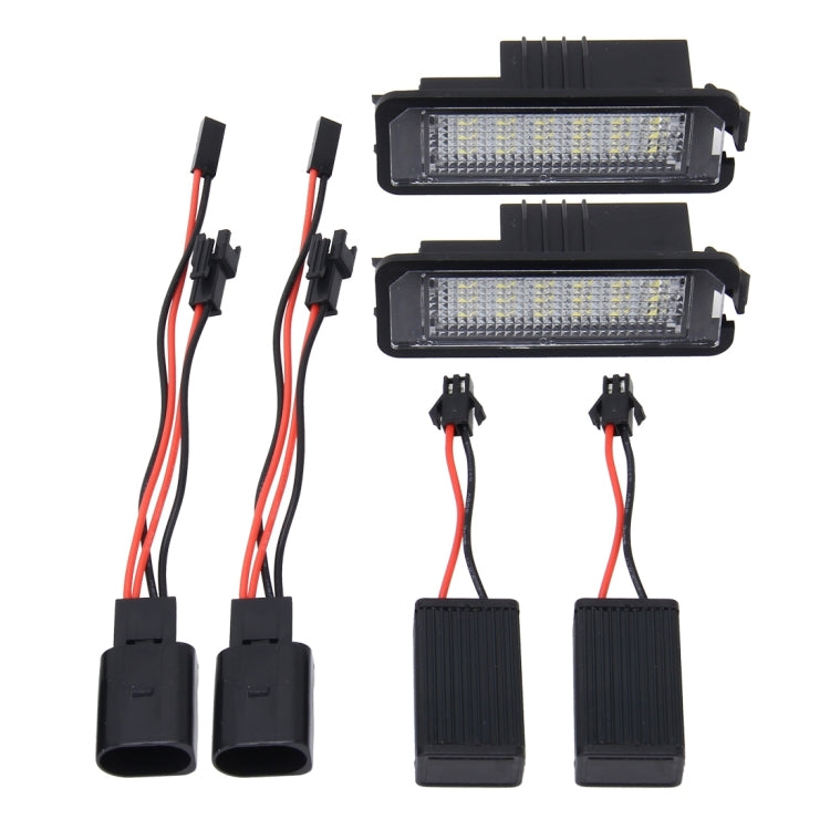 2 PCS License Plate Light with 18  SMD-3528 Lamps for Volkswagen,2W 120LM,6000K, DC12V(White Light) - License Plate Lights by PMC TechLife | Online Shopping South Africa | PMC TechLife