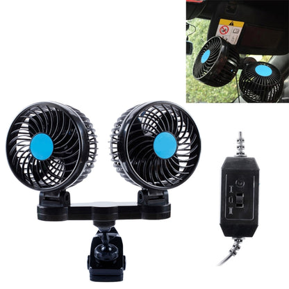 HUXIN HX-T605 7W 360 Degree Adjustable Rotation Clip Two Head Low Noise Mini Electric Car Fan with Gear Switch, DC12V - Heating & Fans by PMC Jewellery | Online Shopping South Africa | PMC Jewellery | Buy Now Pay Later Mobicred