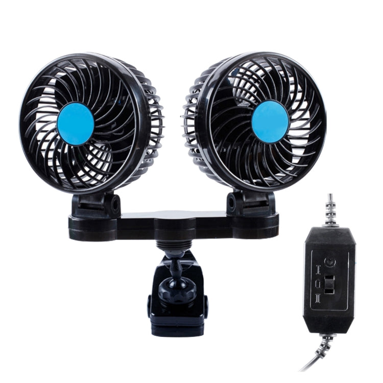 HUXIN HX-T605 7W 360 Degree Adjustable Rotation Clip Two Head Low Noise Mini Electric Car Fan with Gear Switch, DC12V - Heating & Fans by PMC TechLife | Online Shopping South Africa | PMC TechLife | Buy Now Pay Later Mobicred