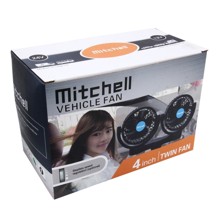 HUXIN HX-T605E 7W 360 Degree Adjustable Rotation Clip Two Head Low Noise Mini Electric Car Fan with Roller Switch, DC12V - Heating & Fans by PMC Jewellery | Online Shopping South Africa | PMC Jewellery | Buy Now Pay Later Mobicred